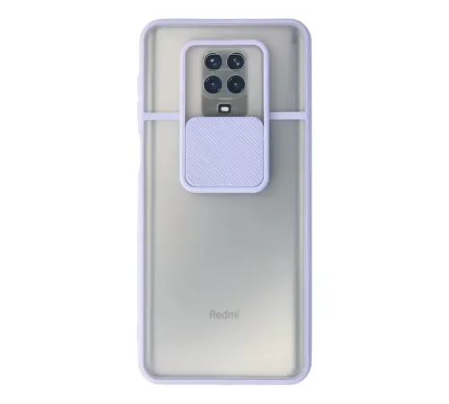 Xiaomi Redmi Note 9 Pro Kılıf Palm Buzlu Kamera Sürgülü Silikon - Lila