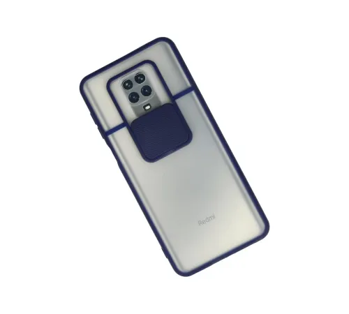 Xiaomi Redmi Note 9 Pro Kılıf Palm Buzlu Kamera Sürgülü Silikon - Lacivert
