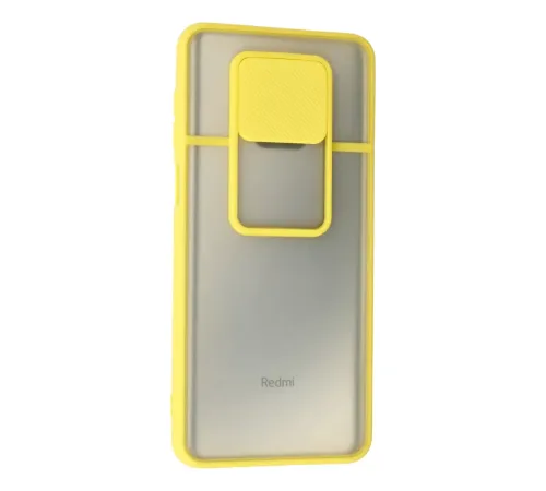 Xiaomi Redmi Note 9 Pro Kılıf Palm Buzlu Kamera Sürgülü Silikon - Sarı