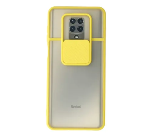 Xiaomi Redmi Note 9 Pro Kılıf Palm Buzlu Kamera Sürgülü Silikon - Sarı