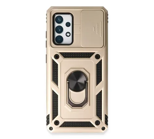 Samsung Galaxy A73 5G Kılıf Pars Lens Yüzüklü Silikon - Gold