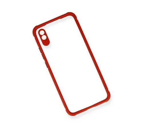 Xiaomi Redmi 9A Kılıf Miami Şeffaf Silikon - Kırmızı