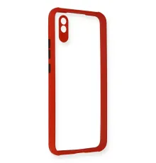 Xiaomi Redmi 9A Kılıf Miami Şeffaf Silikon - Kırmızı