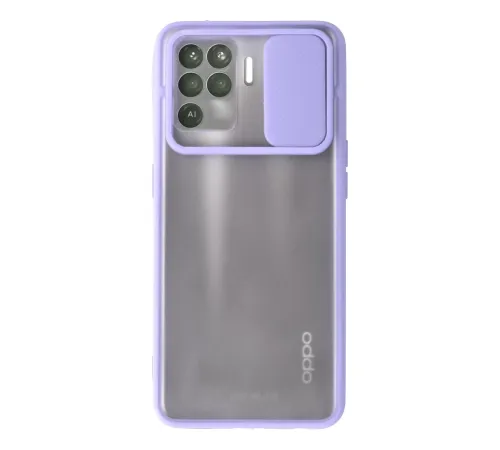 Reno 5 Lite Kılıf Palm Buzlu Kamera Sürgülü Silikon - Lila