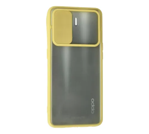 Reno 5 Lite Kılıf Palm Buzlu Kamera Sürgülü Silikon - Sarı