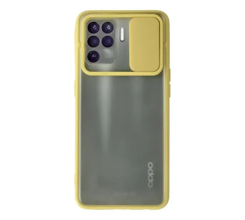 Reno 5 Lite Kılıf Palm Buzlu Kamera Sürgülü Silikon - Sarı