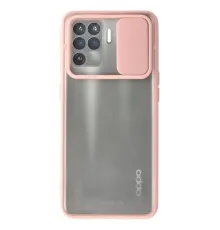 Reno 5 Lite Kılıf Palm Buzlu Kamera Sürgülü Silikon - Pembe