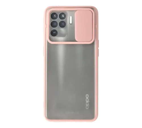 Reno 5 Lite Kılıf Palm Buzlu Kamera Sürgülü Silikon - Pembe