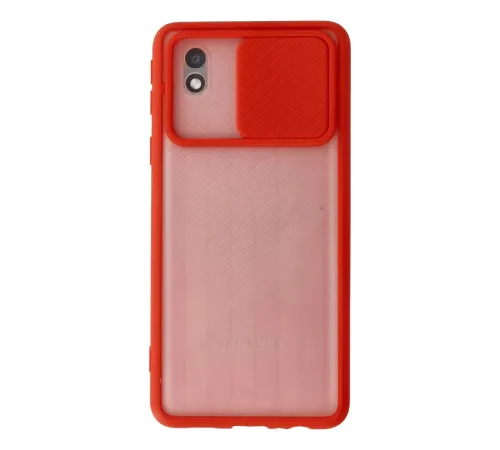 Samsung Galaxy A01 Core Kılıf Palm Buzlu Kamera Sürgülü Silikon - Kırmızı