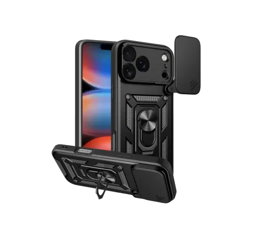 Apple iPhone 17 Pro Pars Lens Yüzüklü Silikon - Siyah