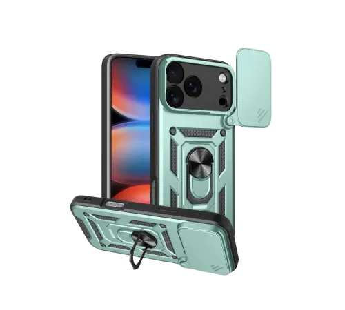 Apple iPhone 17 Pro Max Pars Lens Yüzüklü Silikon - Yeşil
