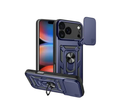 Apple iPhone 17 Pro Max Pars Lens Yüzüklü Silikon - Lacivert