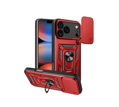 Apple iPhone 17 Pro Max Pars Lens Yüzüklü Silikon - Kırmızı