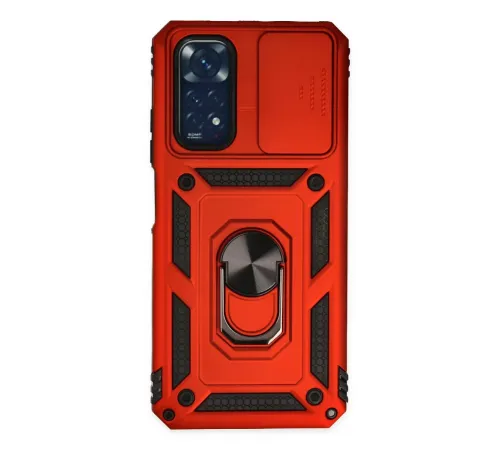 Xiaomi Redmi Note 11 Kılıf Pars Lens Yüzüklü Silikon - Kırmızı
