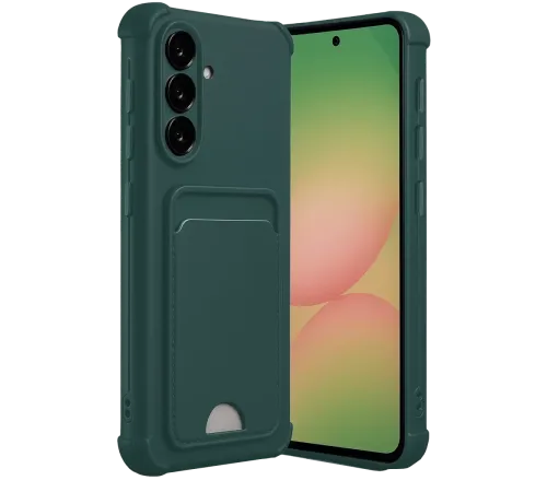 Samsung Galaxy A36 Kılıf Kelvin Kartvizitli Silikon - Koyu Yeşil
