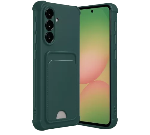 Samsung Galaxy A36 Kılıf Kelvin Kartvizitli Silikon - Koyu Yeşil