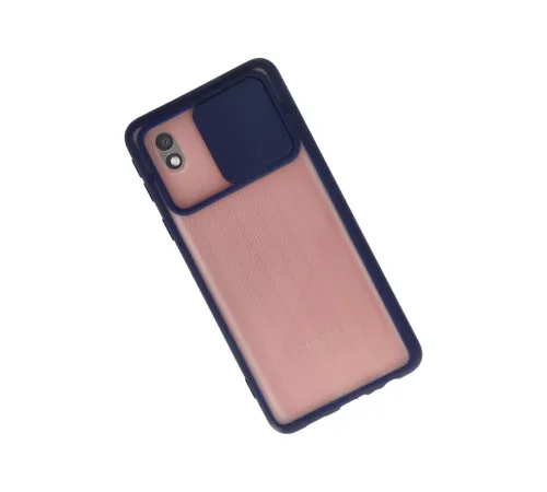 Samsung Galaxy A01 Core Kılıf Palm Buzlu Kamera Sürgülü Silikon - Lacivert