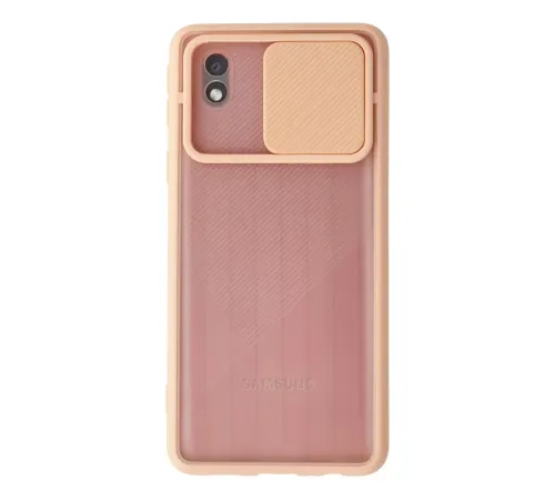 Samsung Galaxy A01 Core Kılıf Palm Buzlu Kamera Sürgülü Silikon - Pembe