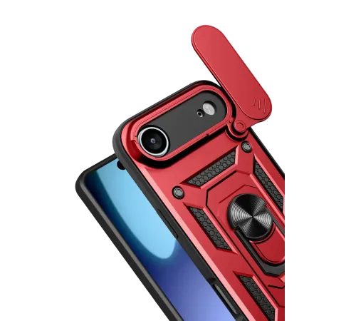 Apple iPhone 17 Air Pars Lens Yüzüklü Silikon - Kırmızı