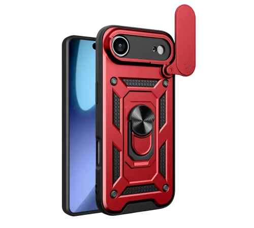 Apple iPhone 17 Air Pars Lens Yüzüklü Silikon - Kırmızı