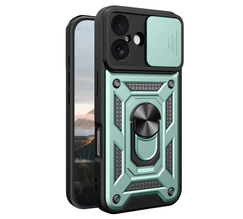 Apple iPhone 17 Pars Lens Yüzüklü Silikon - Yeşil