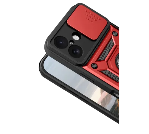 Apple iPhone 17 Pars Lens Yüzüklü Silikon - Kırmızı