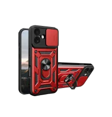 Apple iPhone 17 Pars Lens Yüzüklü Silikon - Kırmızı