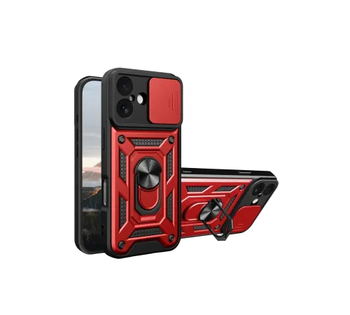 Apple iPhone 17 Pars Lens Yüzüklü Silikon - Kırmızı