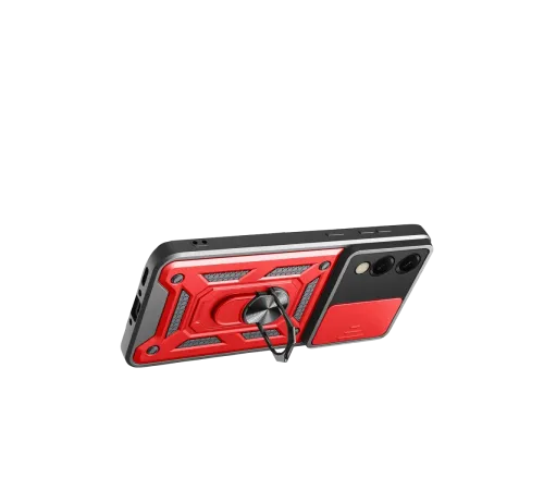 Samsung Galaxy S25 Edge Pars Lens Yüzüklü Silikon - Kırmızı