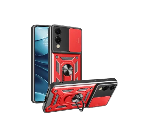 Samsung Galaxy S25 Edge Pars Lens Yüzüklü Silikon - Kırmızı