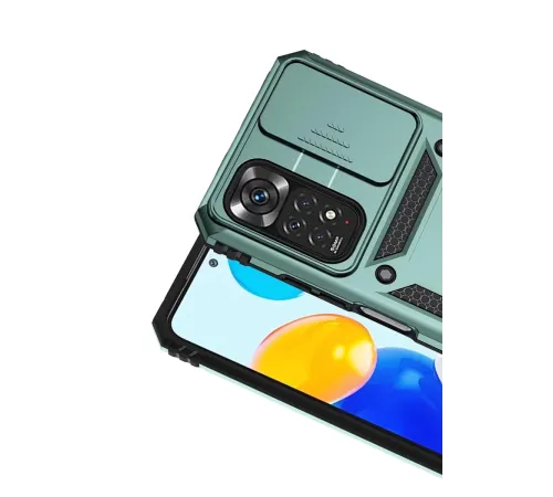 Xiaomi Redmi Note 11 Pro Kılıf Pars Lens Yüzüklü Silikon - Yeşil