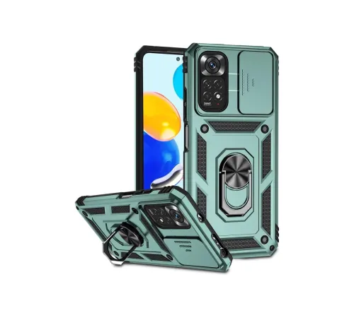 Xiaomi Redmi Note 11 Pro Kılıf Pars Lens Yüzüklü Silikon - Yeşil