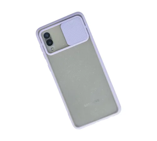 Samsung Galaxy A02 Kılıf Palm Buzlu Kamera Sürgülü Silikon - Lila