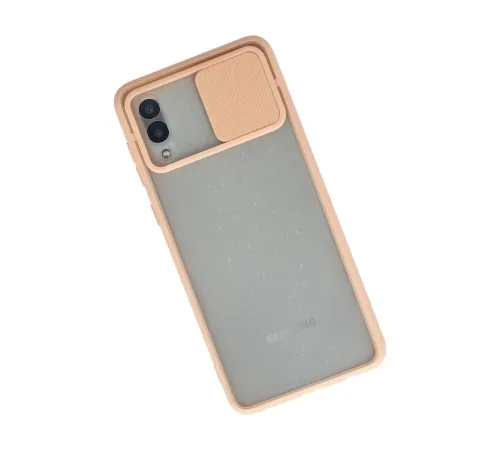 Samsung Galaxy A02 Kılıf Palm Buzlu Kamera Sürgülü Silikon - Pembe