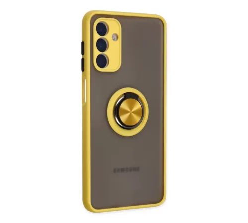 Samsung Galaxy A04S Kılıf Montreal Yüzüklü Silikon Kapak - Sarı