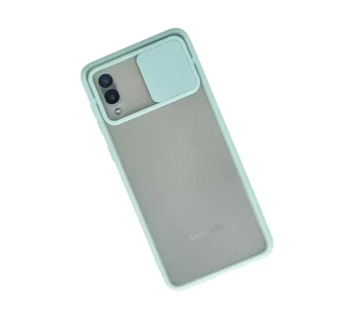 Samsung Galaxy A02 Kılıf Palm Buzlu Kamera Sürgülü Silikon - Turkuaz
