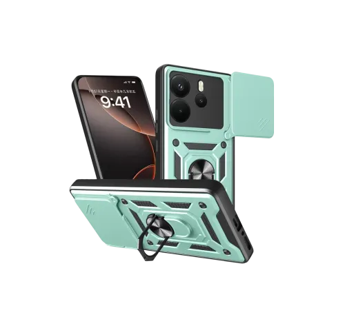 Xiaomi Redmi Note 14 4G Pars Lens Yüzüklü Silikon - Yeşil