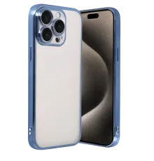 Apple iPhone 15 Pro Max Lensli Silikon - Açık Mavi