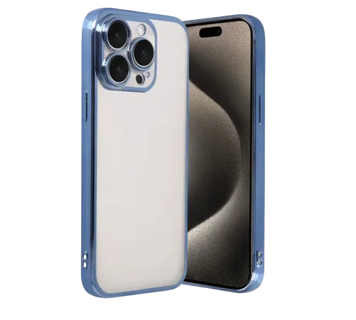 Apple iPhone 15 Pro Max Lensli Silikon - Açık Mavi