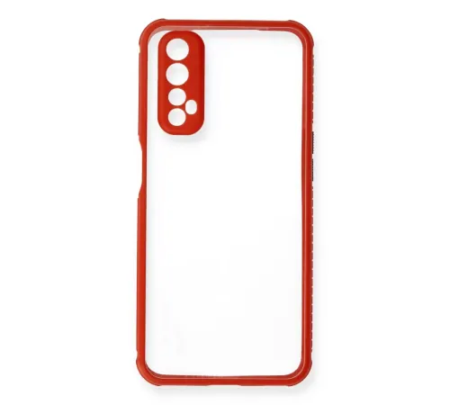 Realme 7 Kılıf Miami Şeffaf Silikon - Kırmızı