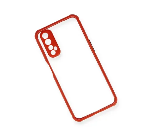 Realme 7 Kılıf Miami Şeffaf Silikon - Kırmızı