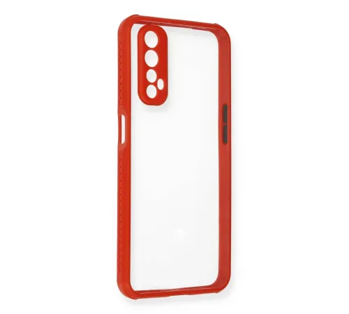 Realme 7 Kılıf Miami Şeffaf Silikon - Kırmızı