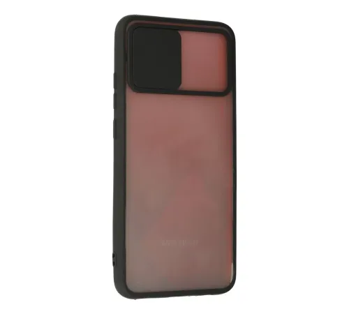 Samsung Galaxy A02S Kılıf Palm Buzlu Kamera Sürgülü Silikon - Siyah