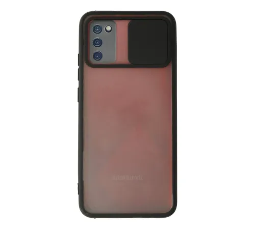 Samsung Galaxy A02S Kılıf Palm Buzlu Kamera Sürgülü Silikon - Siyah