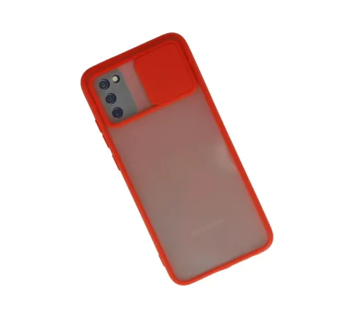 Samsung Galaxy A02S Kılıf Palm Buzlu Kamera Sürgülü Silikon - Kırmızı