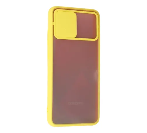 Samsung Galaxy A02S Kılıf Palm Buzlu Kamera Sürgülü Silikon - Sarı