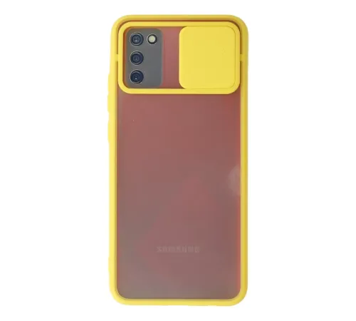 Samsung Galaxy A02S Kılıf Palm Buzlu Kamera Sürgülü Silikon - Sarı