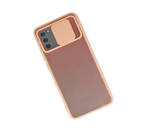Samsung Galaxy A02S Kılıf Palm Buzlu Kamera Sürgülü Silikon - Pembe