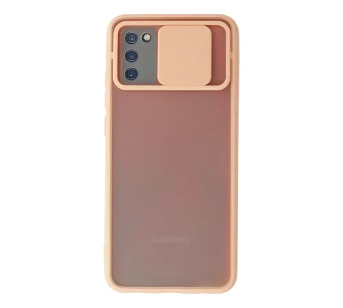 Samsung Galaxy A02S Kılıf Palm Buzlu Kamera Sürgülü Silikon - Pembe