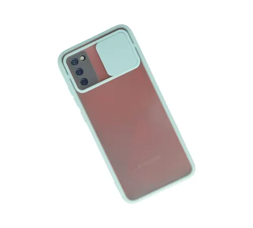 Samsung Galaxy A02S Kılıf Palm Buzlu Kamera Sürgülü Silikon - Turkuaz
